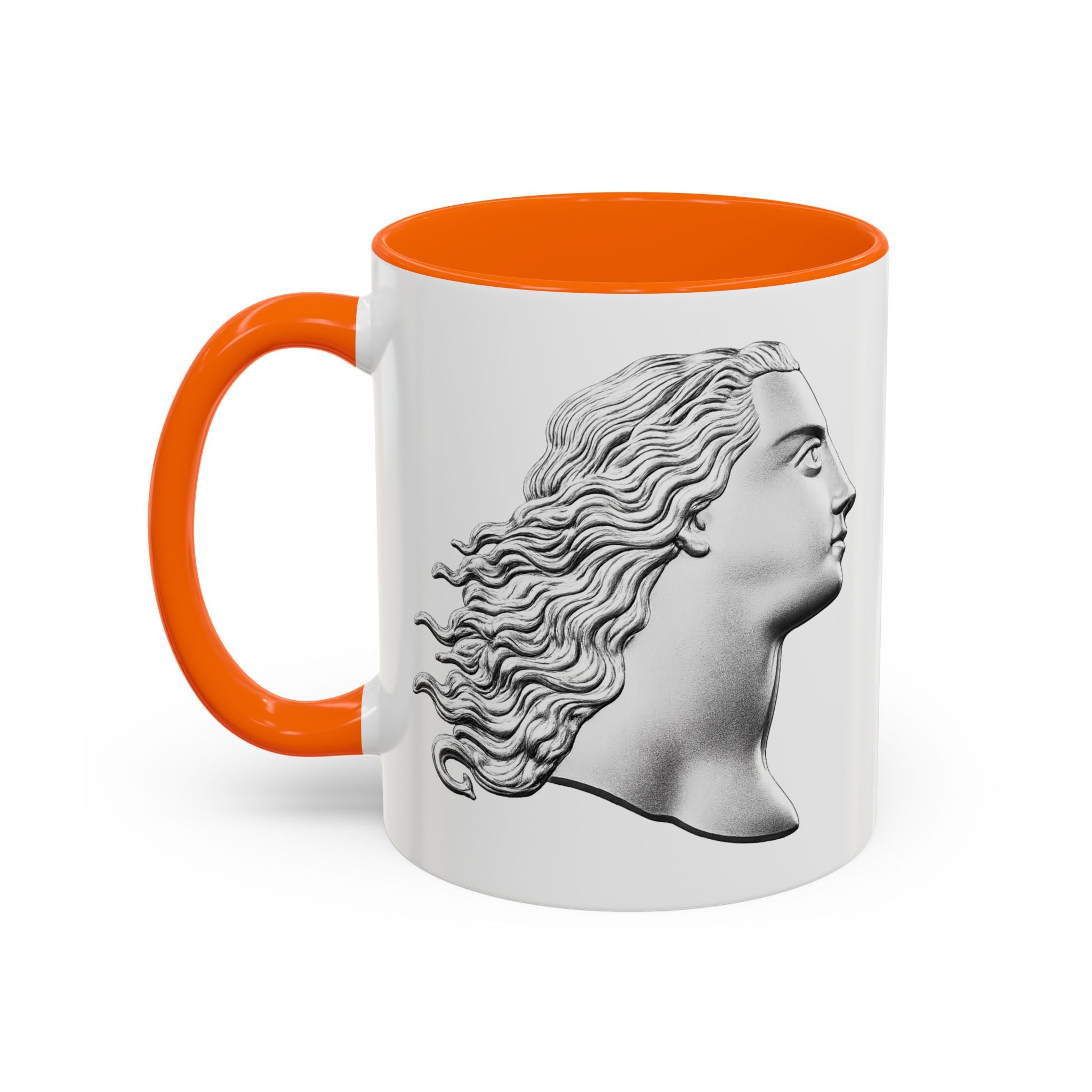 Classical Profile Accent Coffee Mug — Greek Goddess Bust Design (11/15oz)