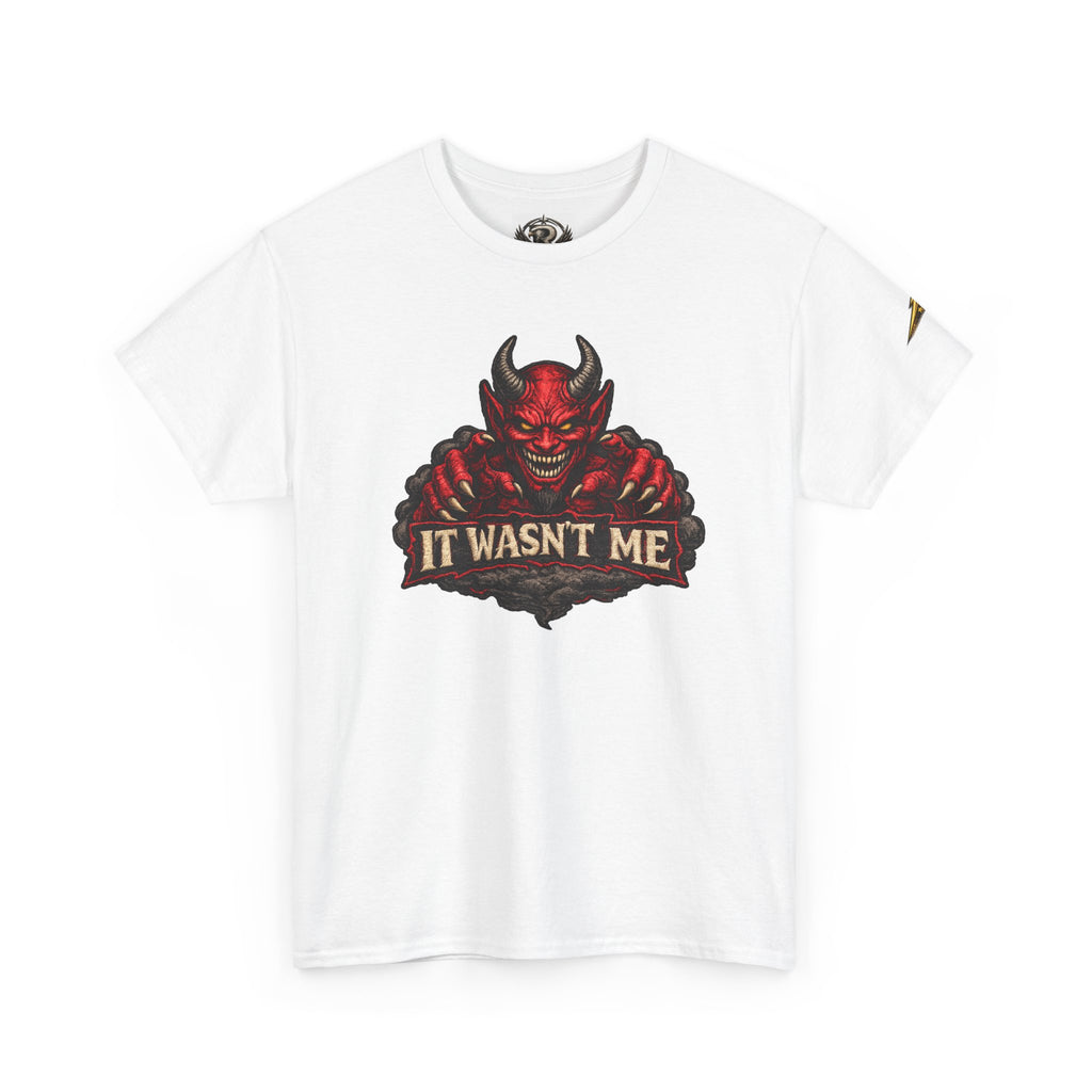Devil Graphic Tee — "It Wasn’t Me" Funny Demon T-Shirt