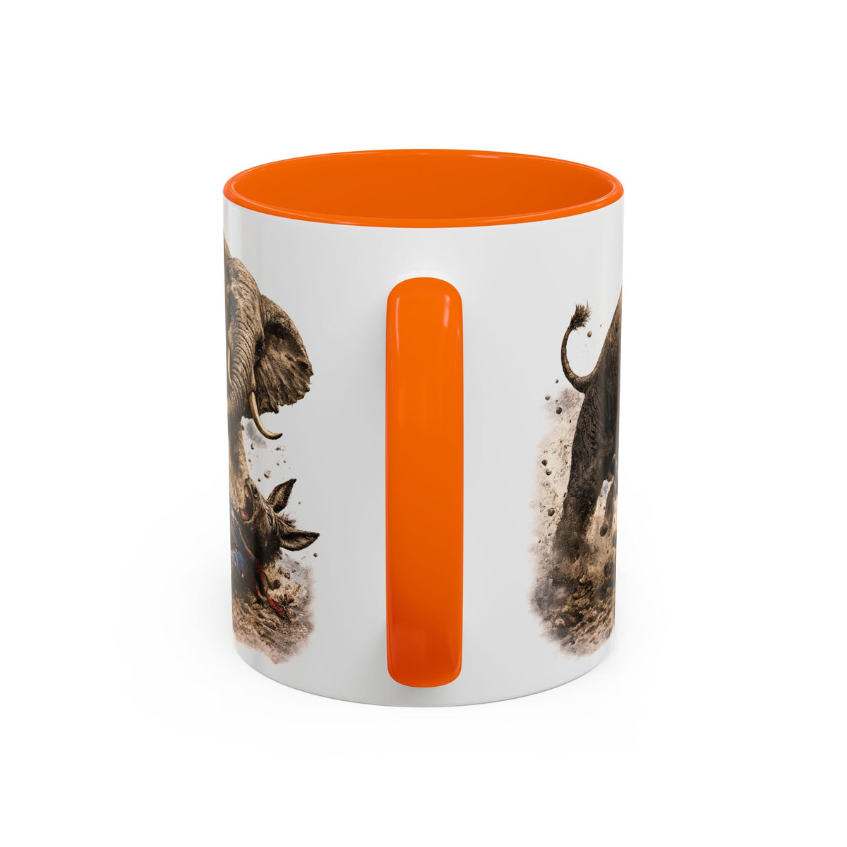 Elephant Charge Accent Coffee Mug — Dramatic Wildlife Illustration (11/15oz)