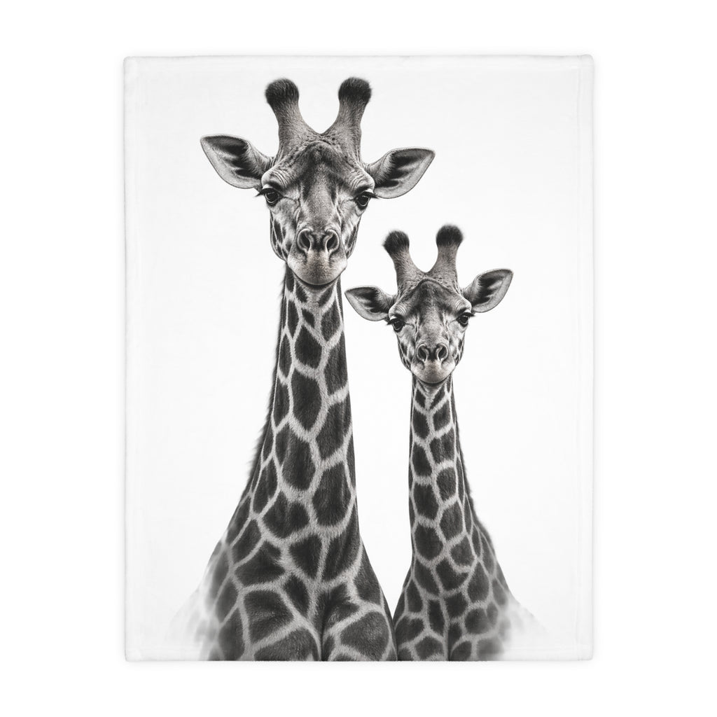 Giraffe Pair Velveteen Blanket — Soft Microfiber Throw for Nursery & Wildlife Lovers