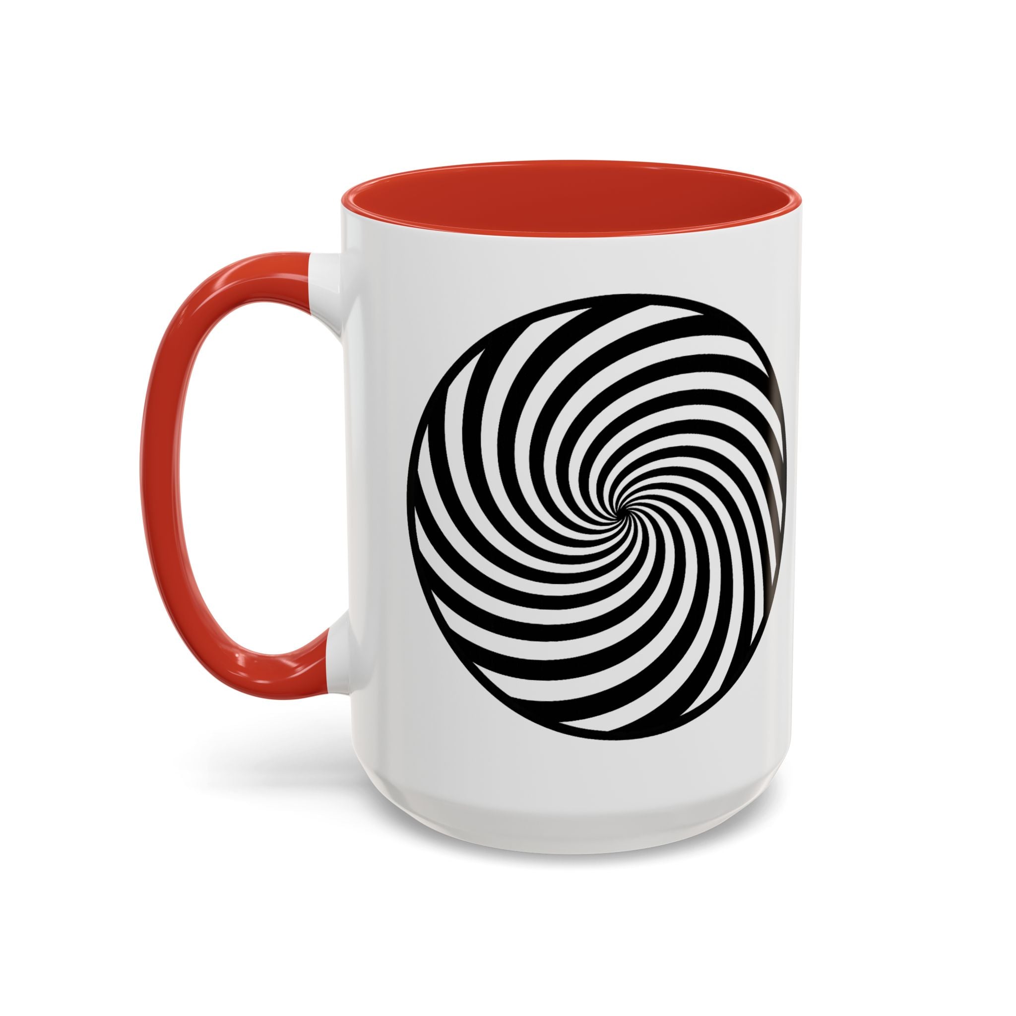 Hypnotic Swirl Accent Mug — Black & White Spiral Coffee Cup (11/15oz)