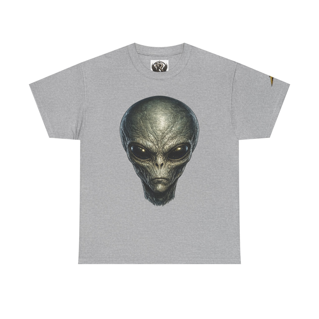 Alien Head Graphic Tee — Realistic Extraterrestrial Sci‑Fi T‑Shirt