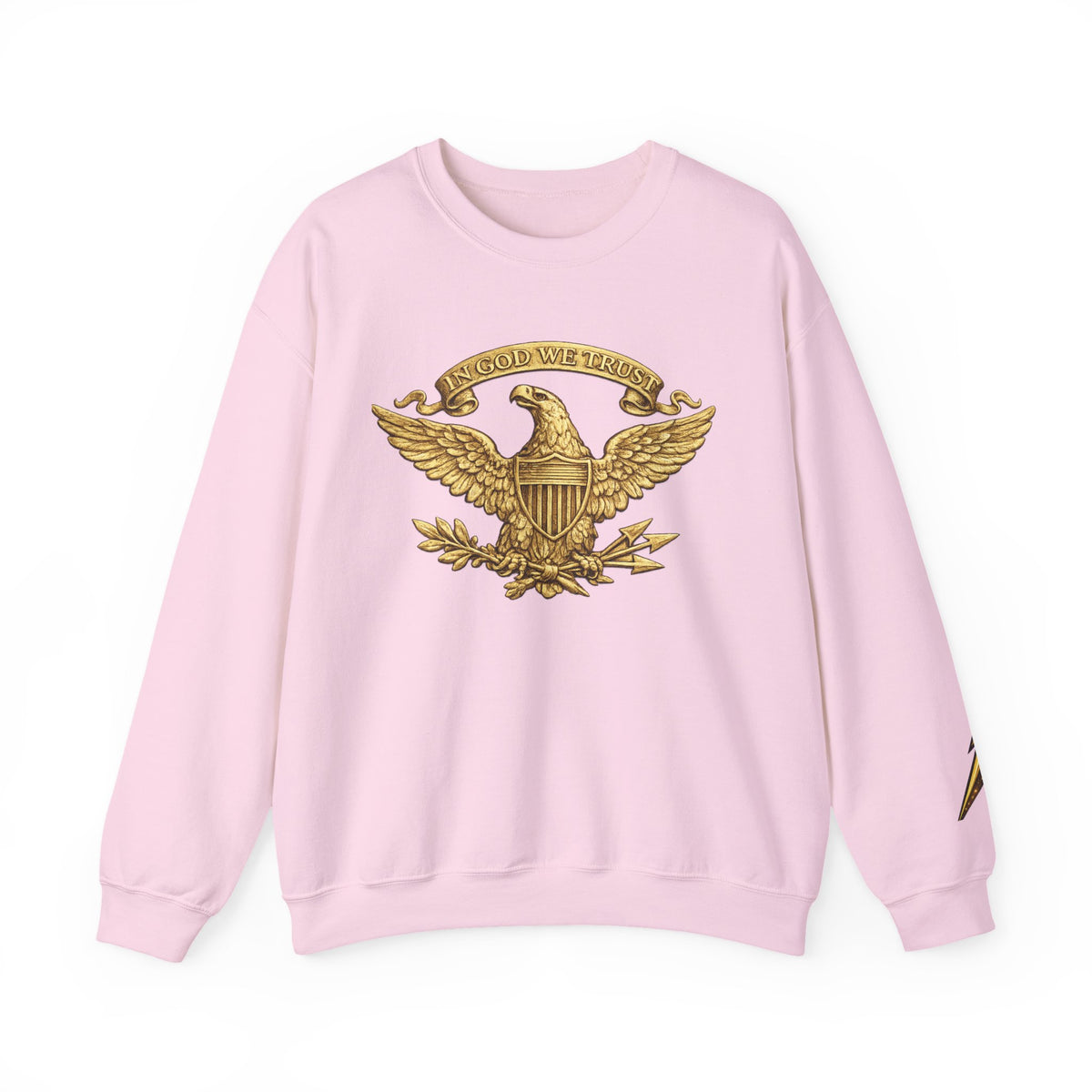 Gold Eagle Emblem Sweatshirt — ‘In God We Trust’ Vintage Patriotic Crewneck
