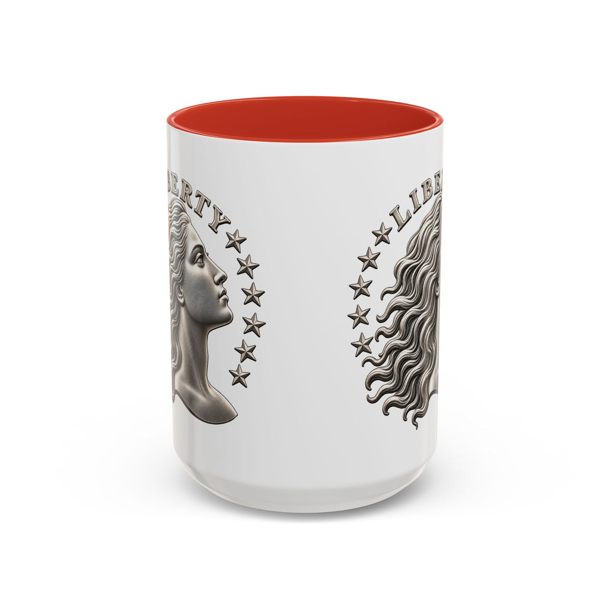 Liberty Coin Accent Coffee Mug — Vintage Lady Head Design (11/15 oz)