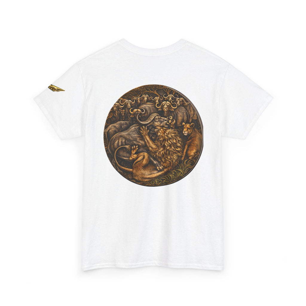 Mythic Animal Medallion Tee — Vintage Bronze Fantasy Backprint T-Shirt