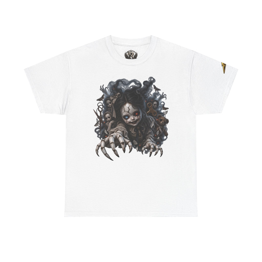 Creepy Claw Doll Graphic Tee — Dark Horror Monster Shirt