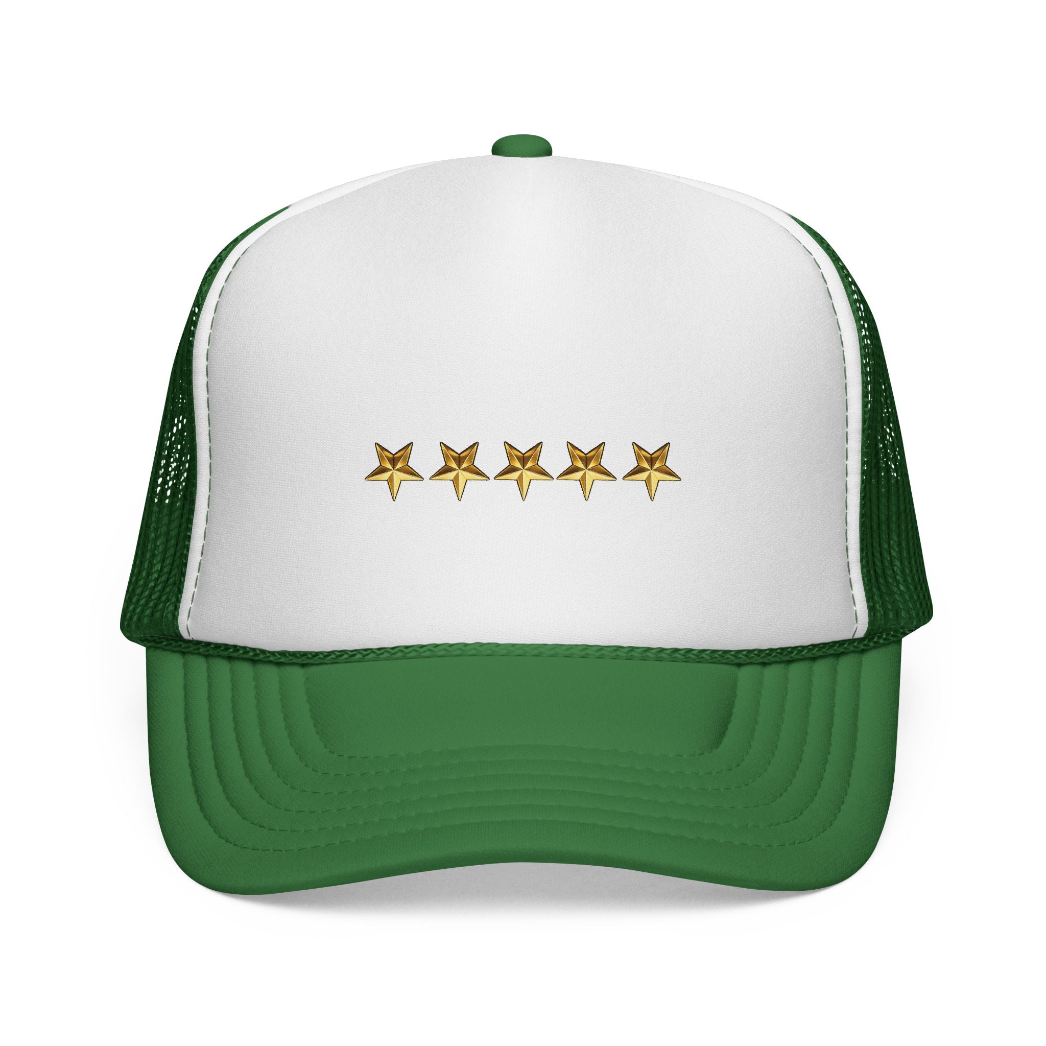 Five Gold Stars Trucker Cap — Embroidered Rating Hat