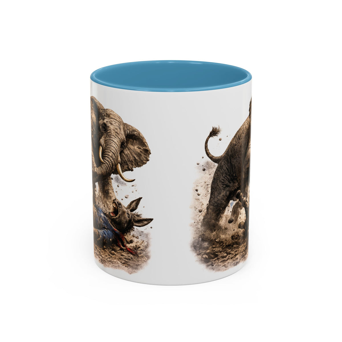 Elephant Charge Accent Coffee Mug — Dramatic Wildlife Illustration (11/15oz)