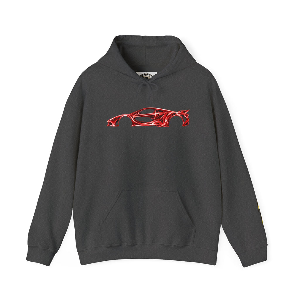 Car Silhouette Hoodie – Red Flame Sports Car Graphic