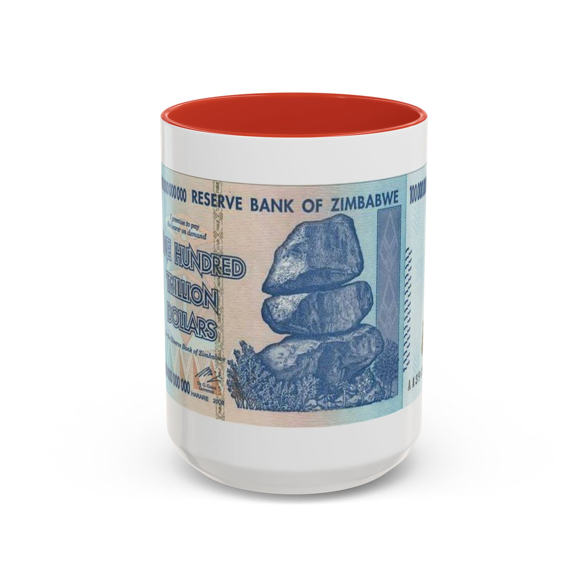 Zimbabwe Trillion Dollar Note Coffee Mug — Vintage Currency Accent Mug (11/15oz)