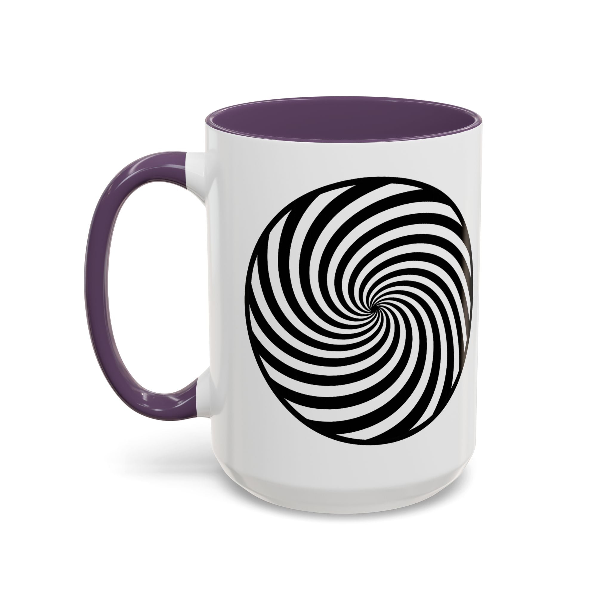 Hypnotic Swirl Accent Mug — Black & White Spiral Coffee Cup (11/15oz)
