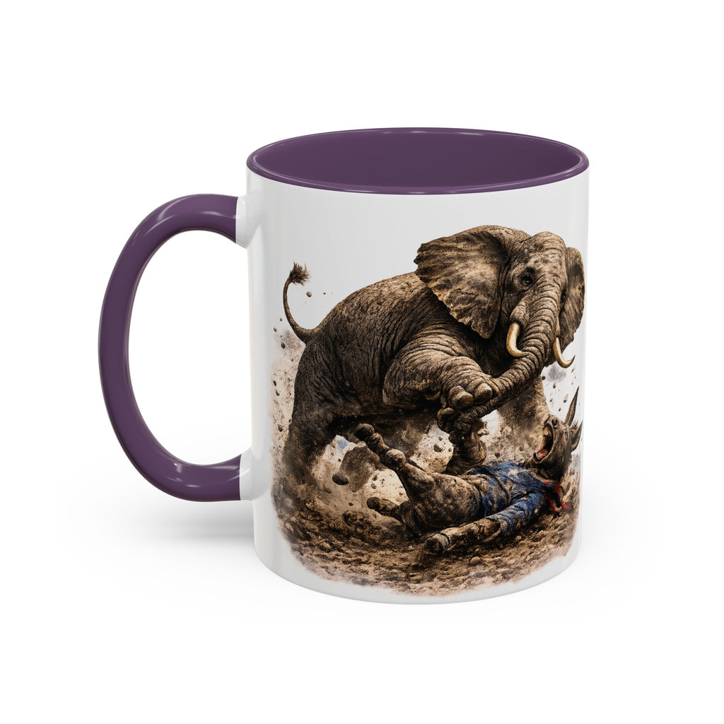 Elephant Charge Accent Coffee Mug — Dramatic Wildlife Illustration (11/15oz)
