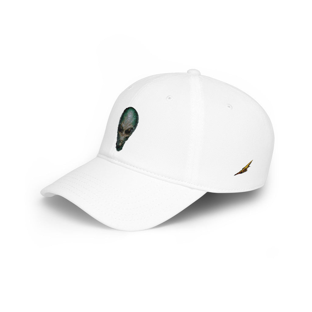 Alien Skull Red Baseball Cap — Retro Space Graphic Low Profile Hat