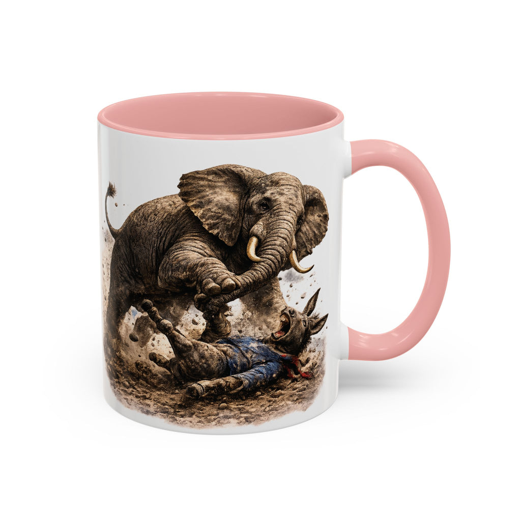 Elephant Charge Accent Coffee Mug — Dramatic Wildlife Illustration (11/15oz)
