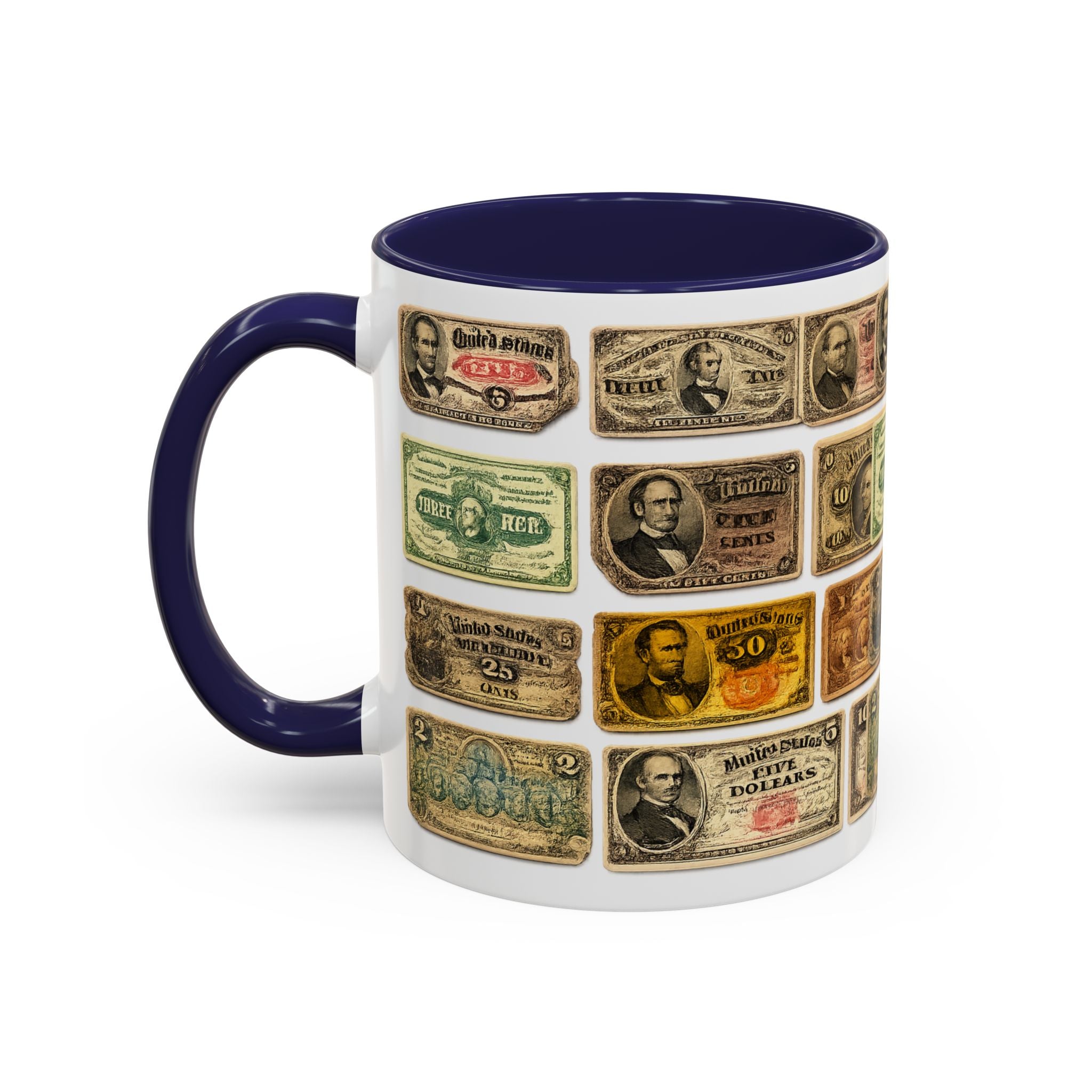 Vintage US Fractional Currency Coffee Mug – Retro Banknote Accent Mug (11/15 oz)