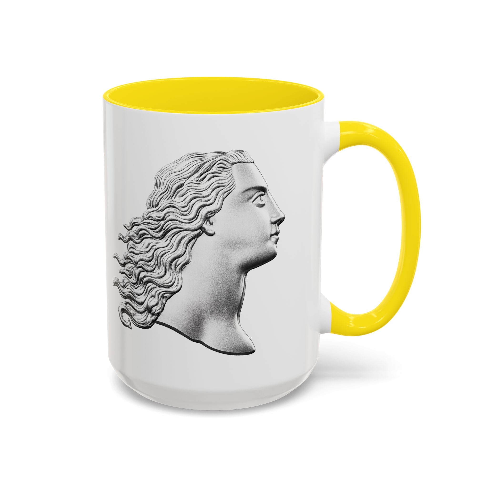 Classical Profile Accent Coffee Mug — Greek Goddess Bust Design (11/15oz)