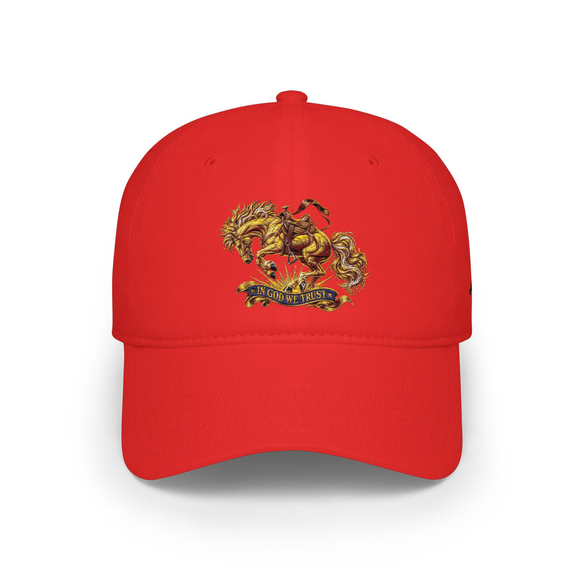 Horse Embroidered Baseball Cap — In God We Trust Design