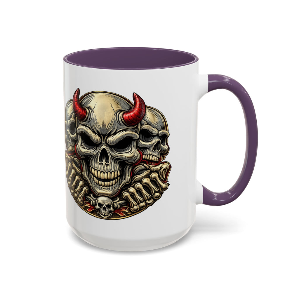 Devil Skull Accent Coffee Mug – Gothic Demon Skull Design (11/15 oz)