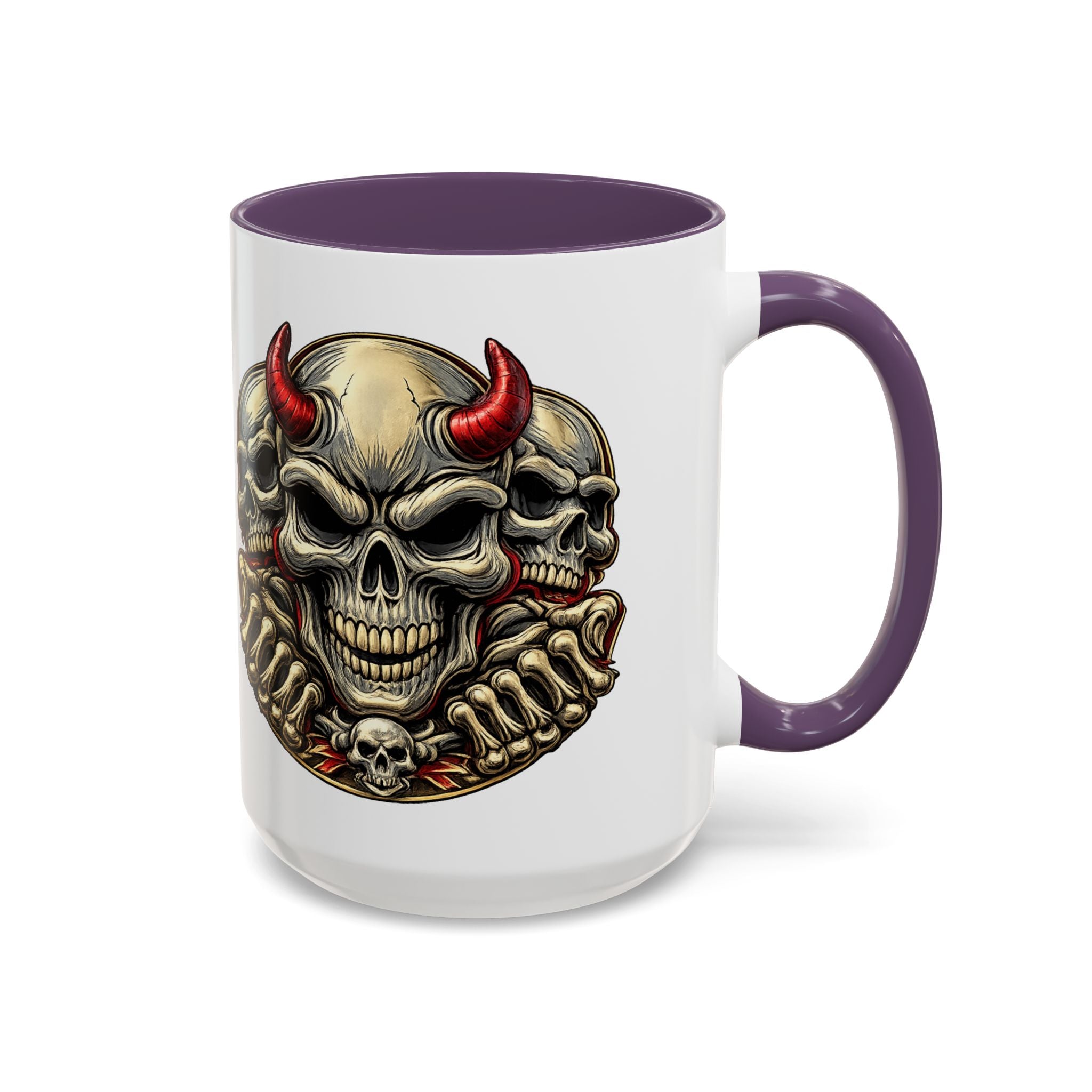 Devil Skull Accent Coffee Mug – Gothic Demon Skull Design (11/15 oz)