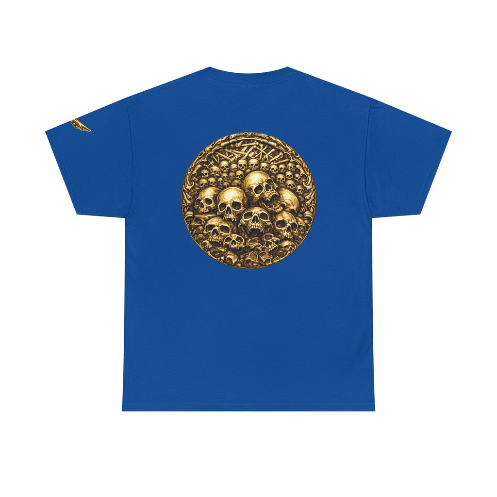 Skull Pile Graphic Tee — Vintage Gold Skull Circle Back Print