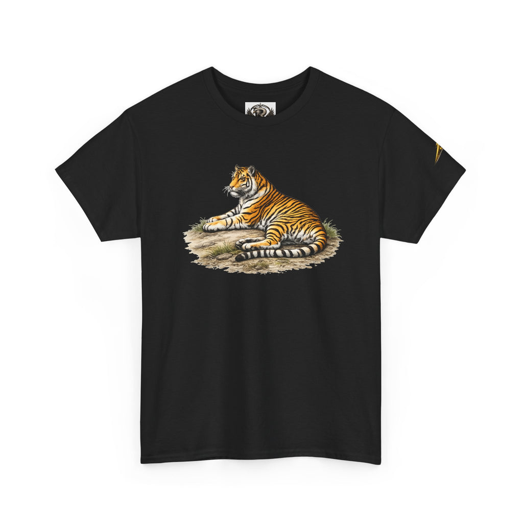 Tiger Graphic T-Shirt — Vintage Lying Tiger Illustration Tee