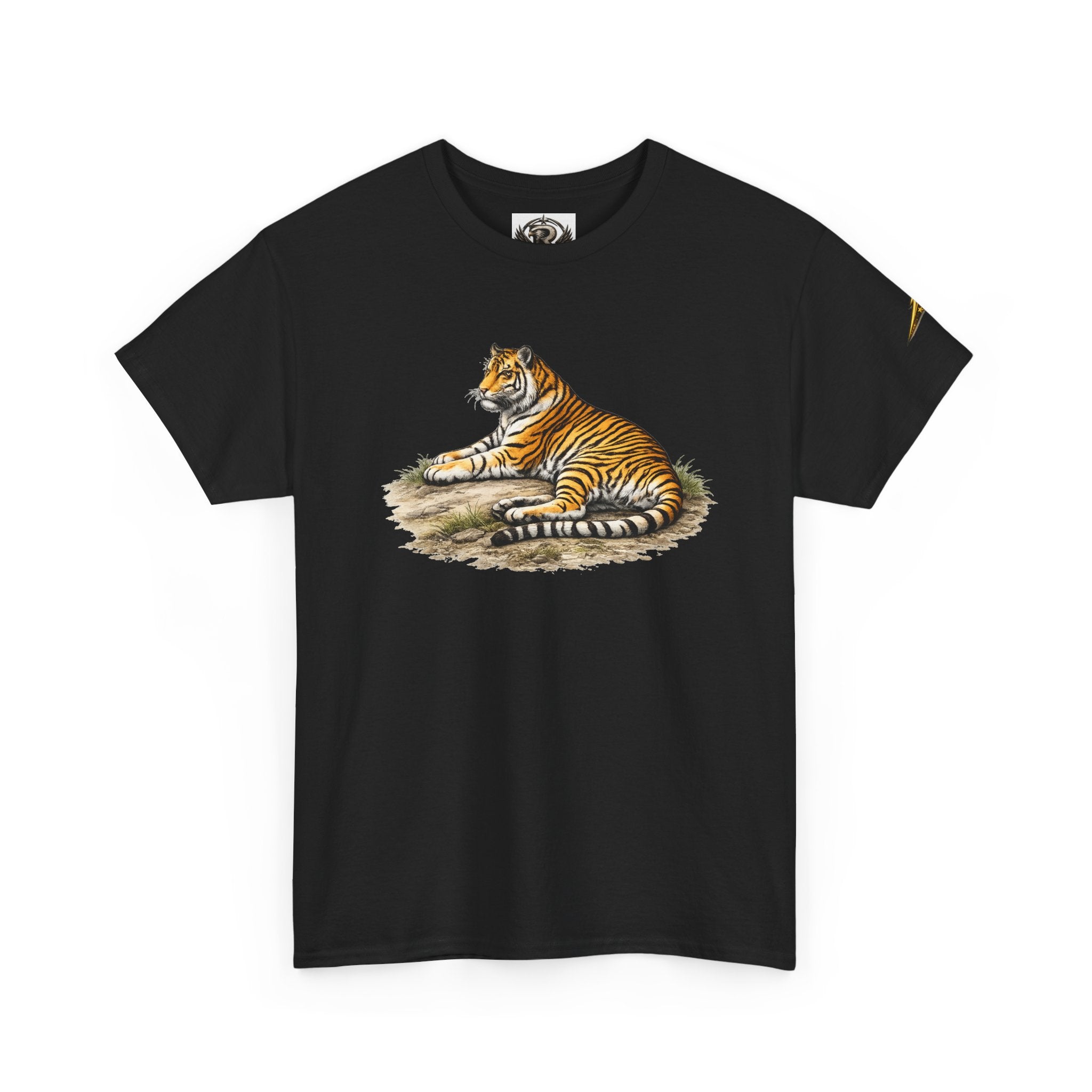 Tiger Graphic T-Shirt — Vintage Lying Tiger Illustration Tee
