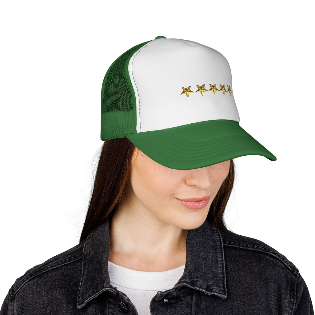 Five Gold Stars Trucker Cap — Embroidered Rating Hat