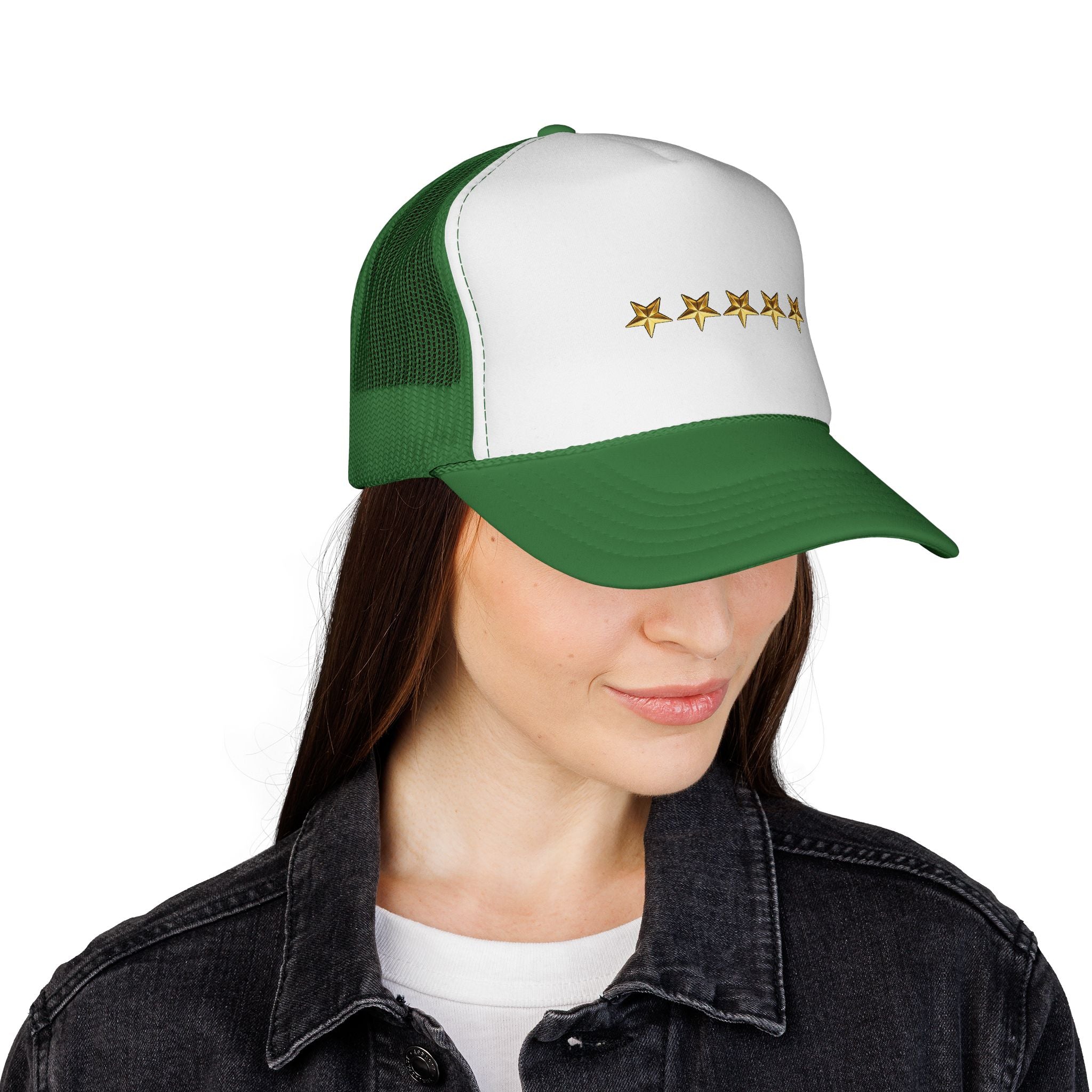 Five Gold Stars Trucker Cap — Embroidered Rating Hat