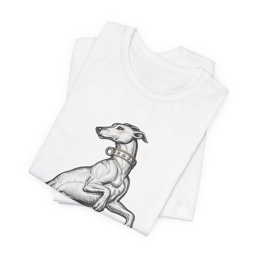 Greyhound Illustration T‑Shirt — Elegant Whippet Dog Art Tee