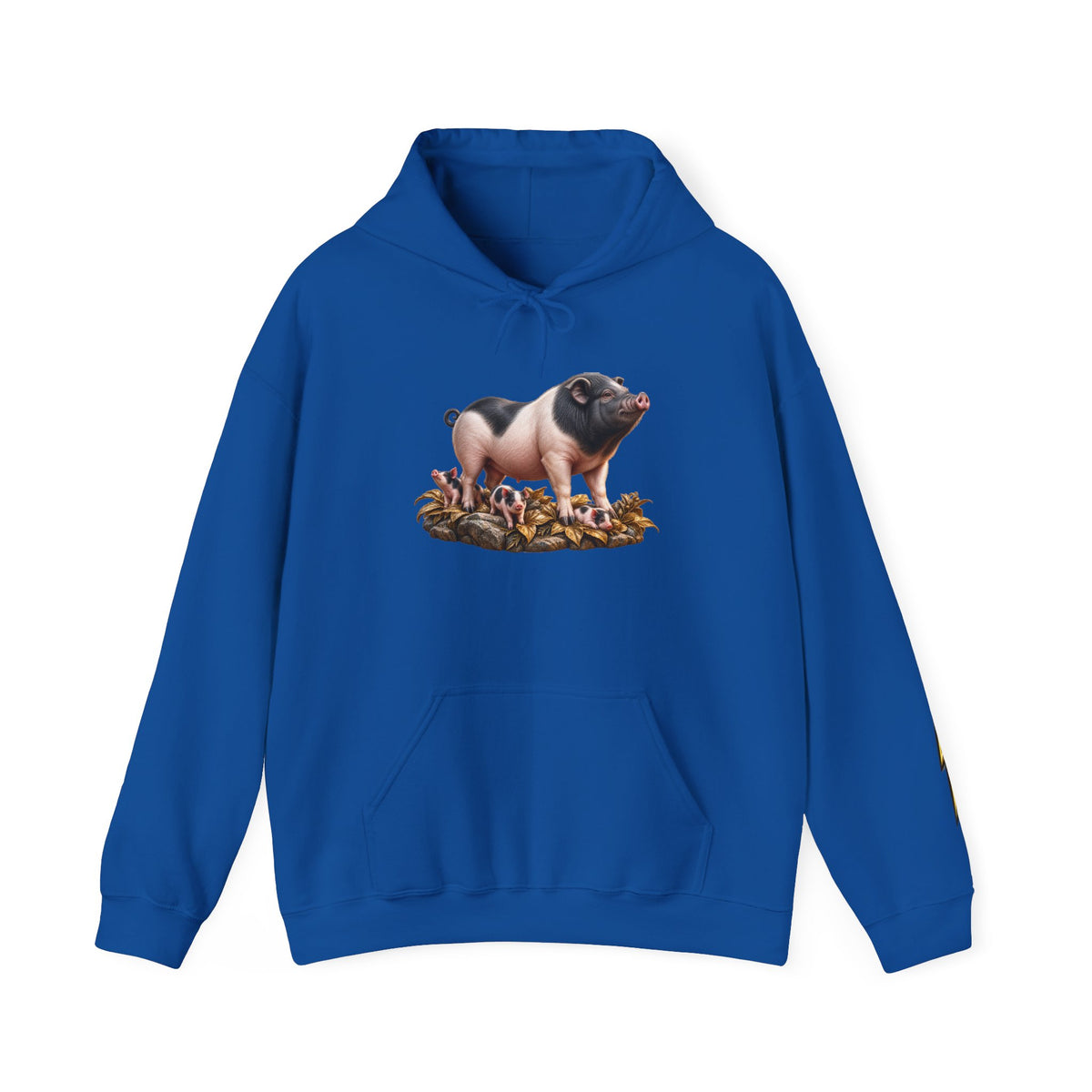 Pig Illustration Hoodie – Farmyard Black & Pink Pig Graphic Pullover