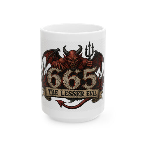 665 'The Lesser Evil' Devil Ceramic Mug — 11oz & 15oz Coffee Cup