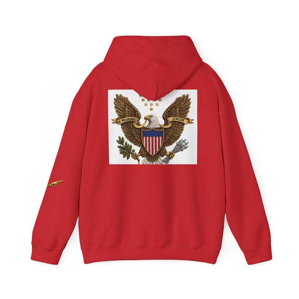 Eagle Emblem Hoodie — Vintage American Shield Graphic Hooded Sweatshirt