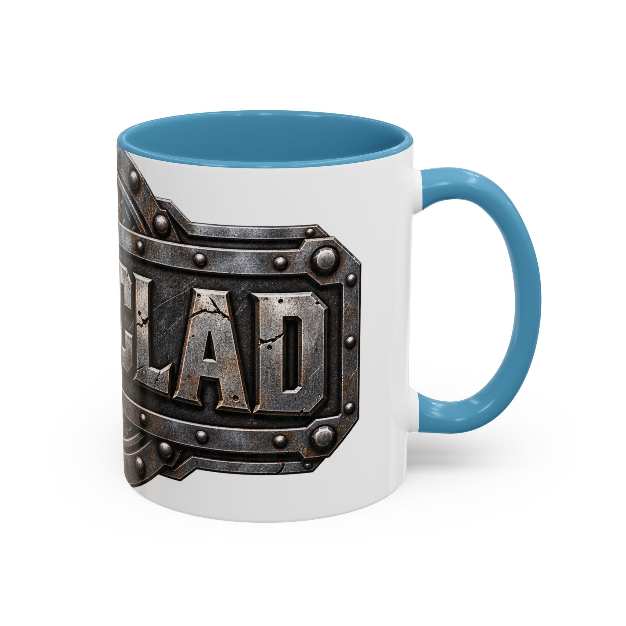 Metal Shield Coffee Mug — 'Iron Clad' Rustic Industrial Accent Mug