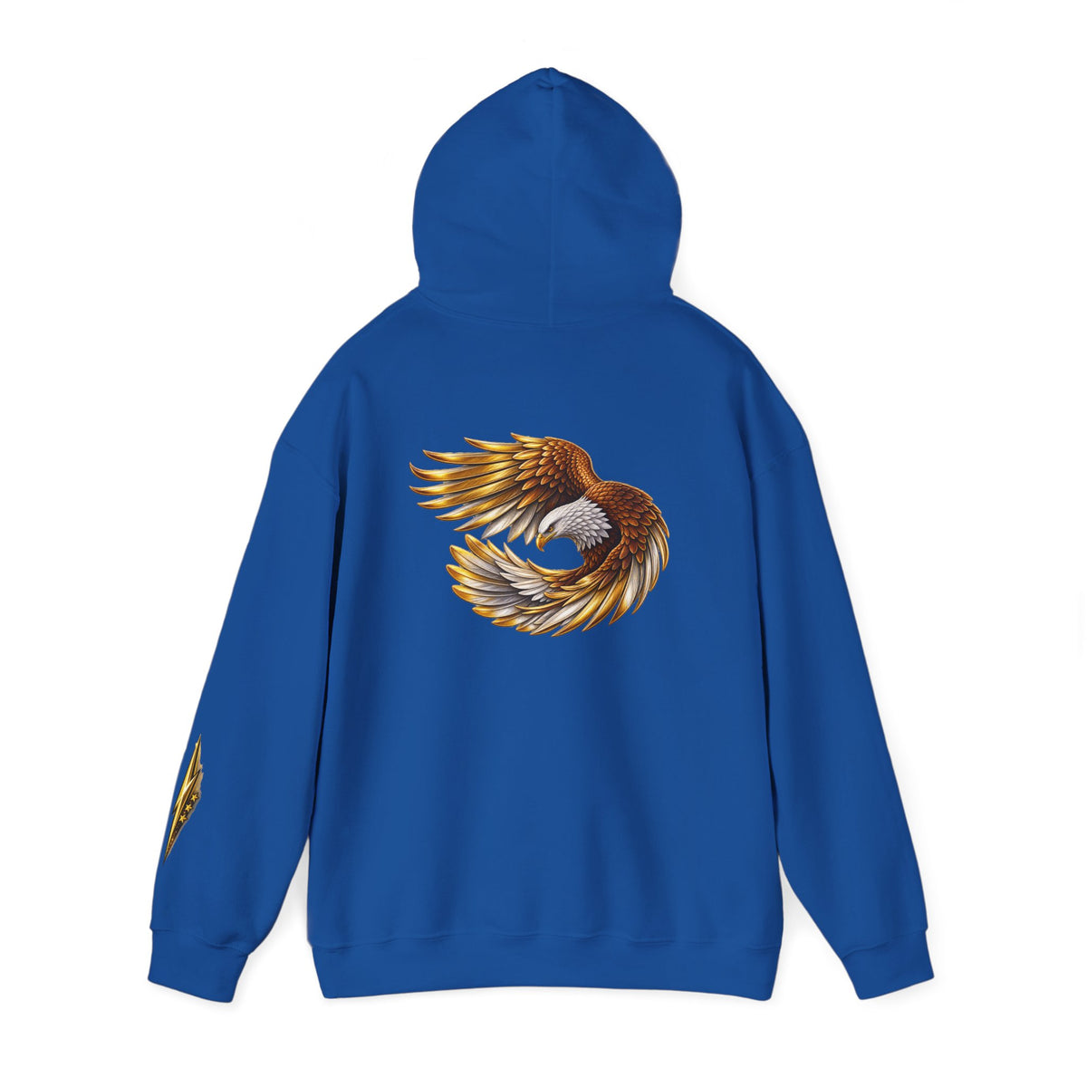 Eagle Wing Circle Hoodie — Golden Flying Eagle Back Graphic Sweatshirt
