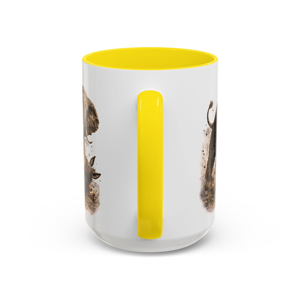Elephant Charge Accent Coffee Mug — Dramatic Wildlife Illustration (11/15oz)