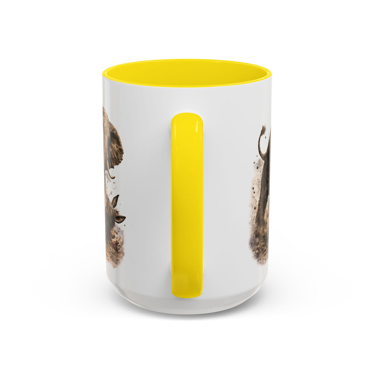 Elephant Charge Accent Coffee Mug — Dramatic Wildlife Illustration (11/15oz)