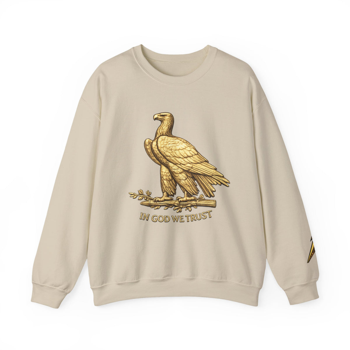 Crewneck Sweatshirt — Gold Eagle 'In God We Trust' Patriotic Pullover