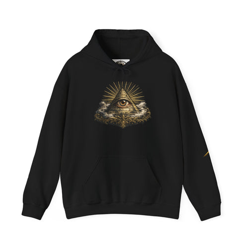 All-Seeing Eye Hoodie — Vintage Pyramid Symbol Graphic Sweatshirt