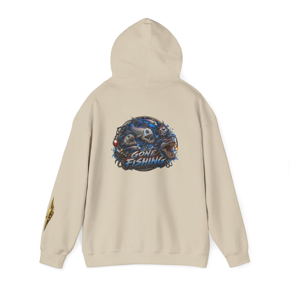 Fishing Skull Hoodie — "Gone Fishing" Graphic Pullover for Anglers
