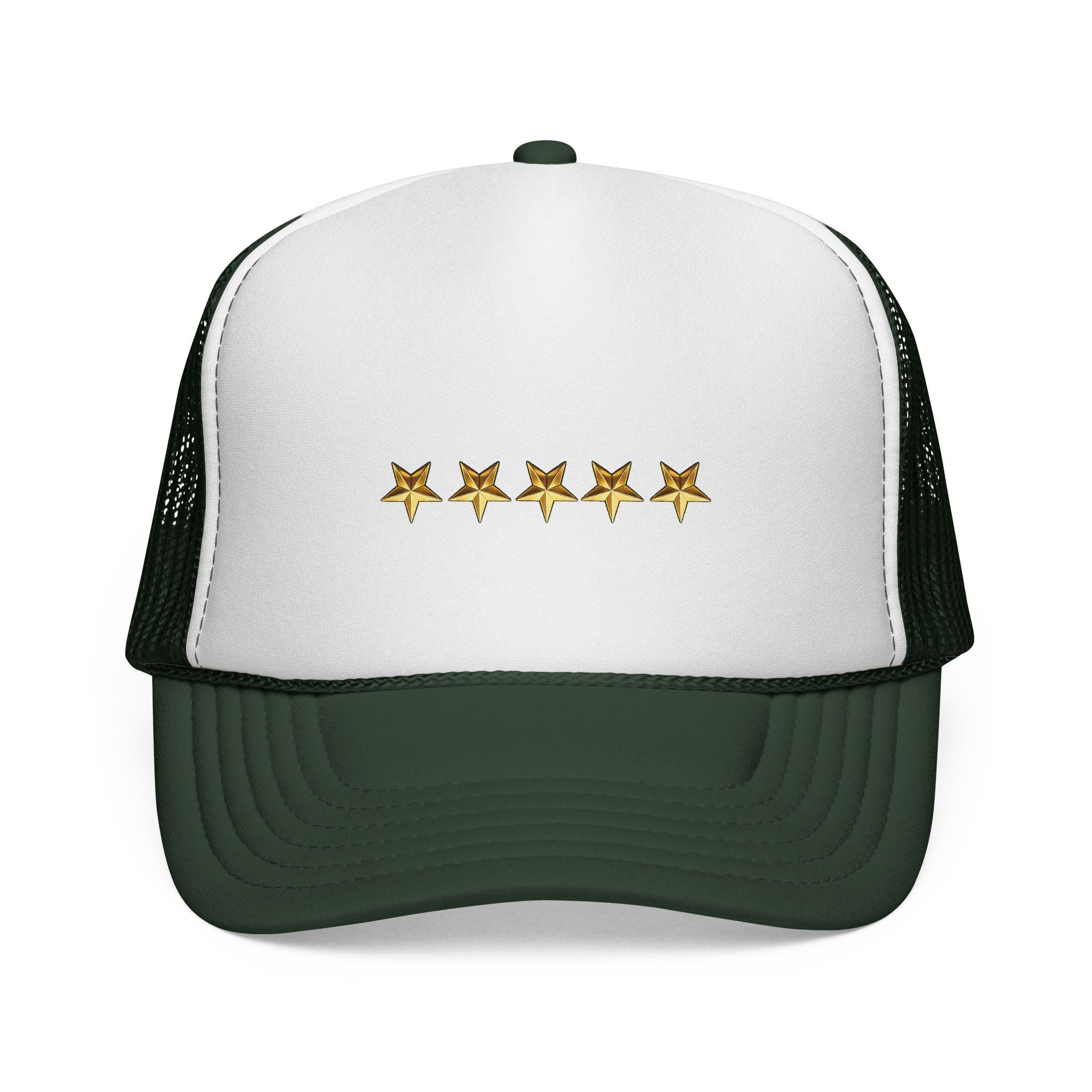 Five Gold Stars Trucker Cap — Embroidered Rating Hat