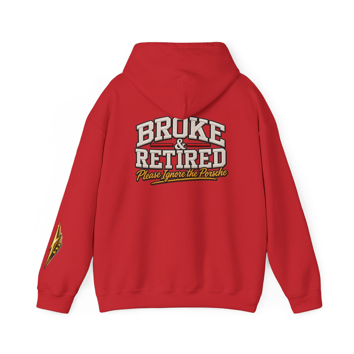 Broke & Retired Hoodie — 'Please Ignore the Pockets' Graphic Sweatshirt
