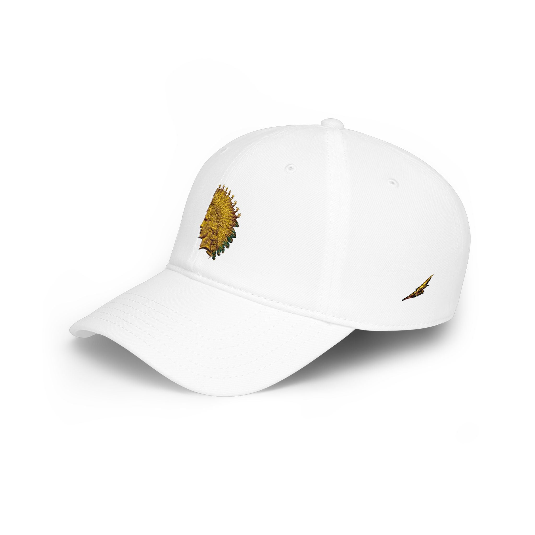 Native Feather Headdress Embroidered Cap — Low Profile Baseball Hat