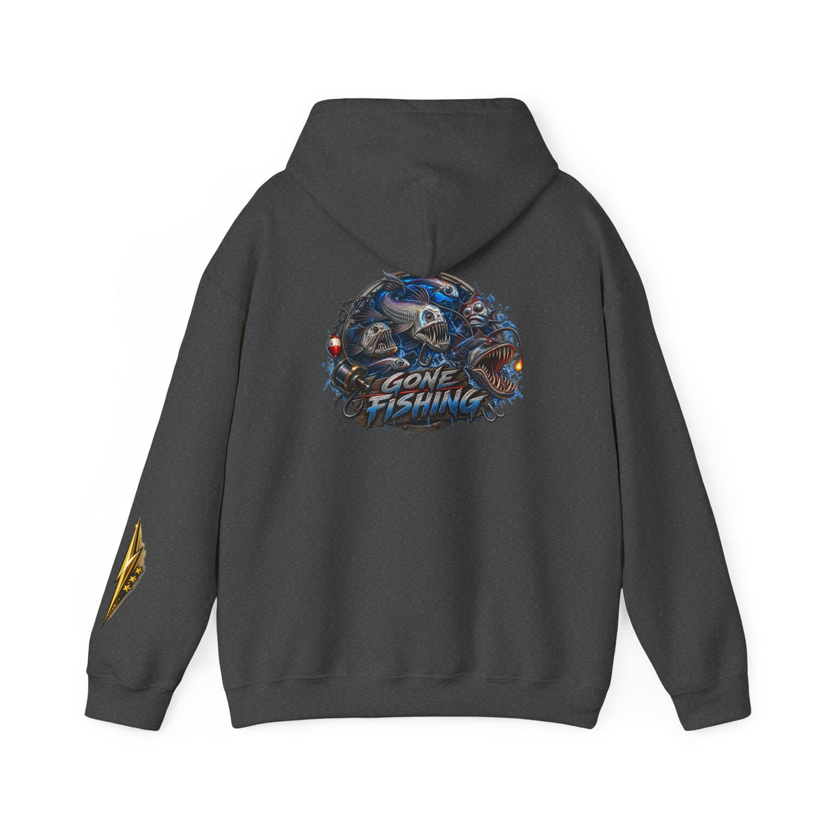 Fishing Skull Hoodie — "Gone Fishing" Graphic Pullover for Anglers