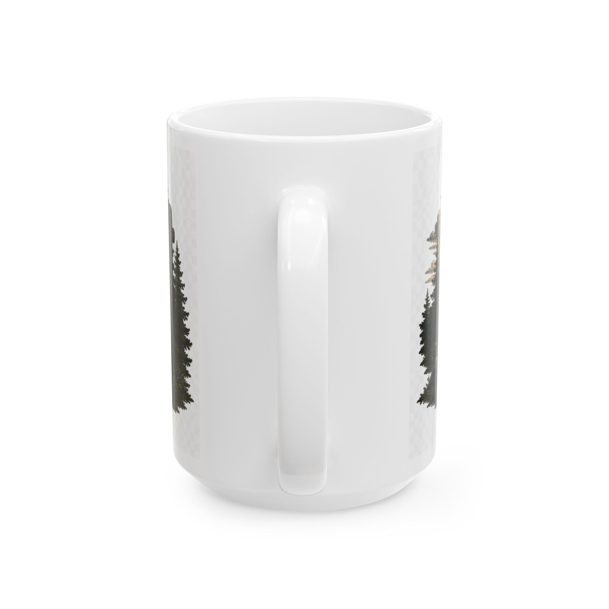 Sunrise Wilderness Ceramic Mug — Scenic Mountains & 'Seek Adventure' Sign (11oz, 15oz)