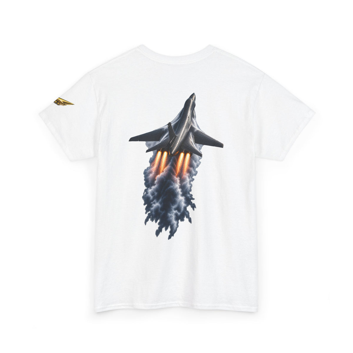Jet Fighter Backprint Tee — Rocket Afterburner Aviation Graphic Shirt