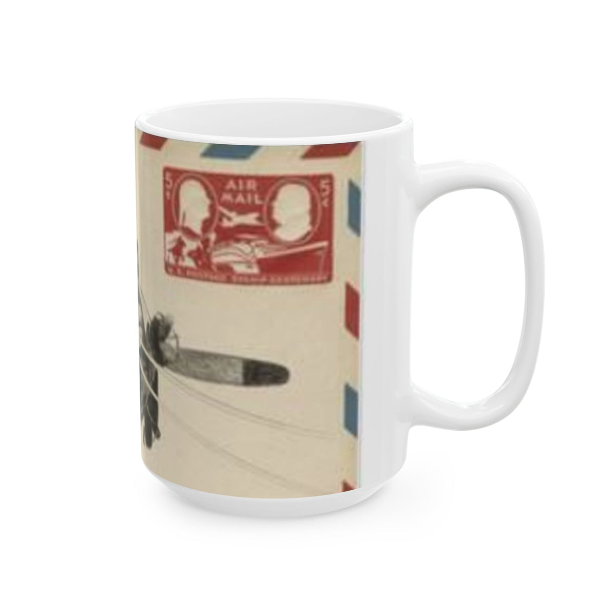 Vintage Airplane Ceramic Mug – Retro Airmail Pilot Coffee Cup (11oz, 15oz)