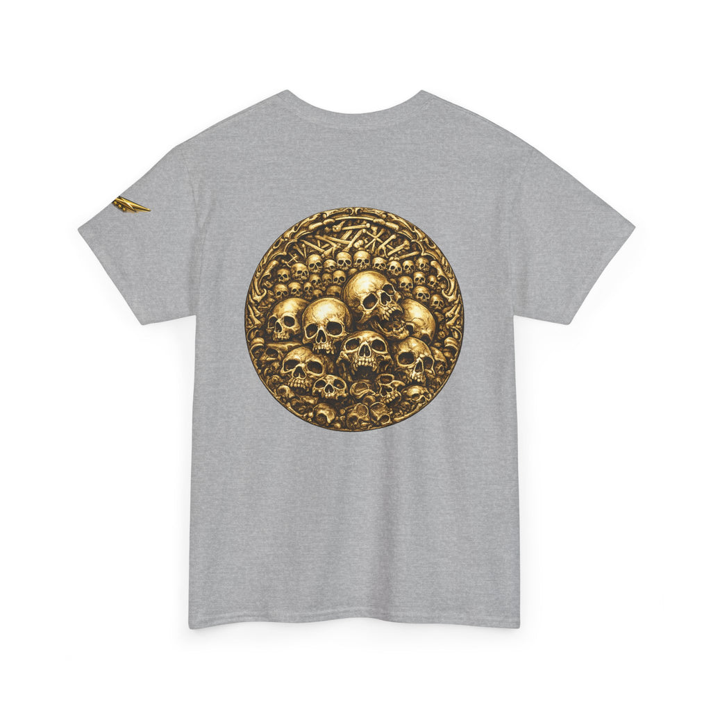 Skull Pile Graphic Tee — Vintage Gold Skull Circle Back Print