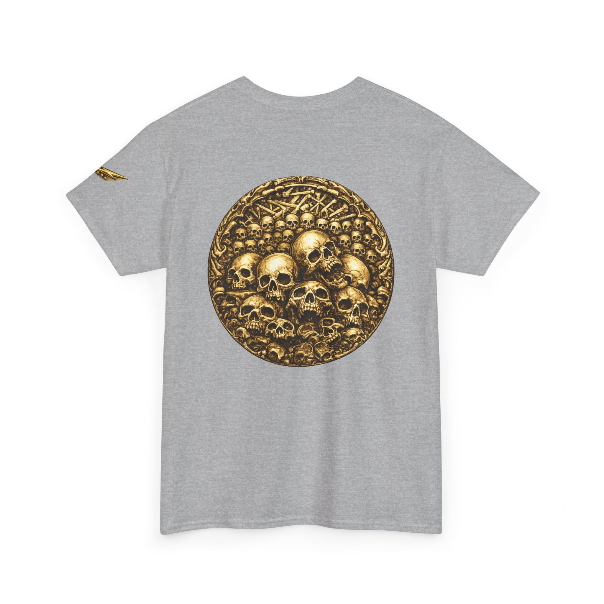 Skull Pile Graphic Tee — Vintage Gold Skull Circle Back Print