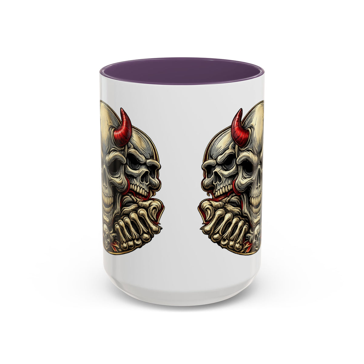 Devil Skull Accent Coffee Mug – Gothic Demon Skull Design (11/15 oz)