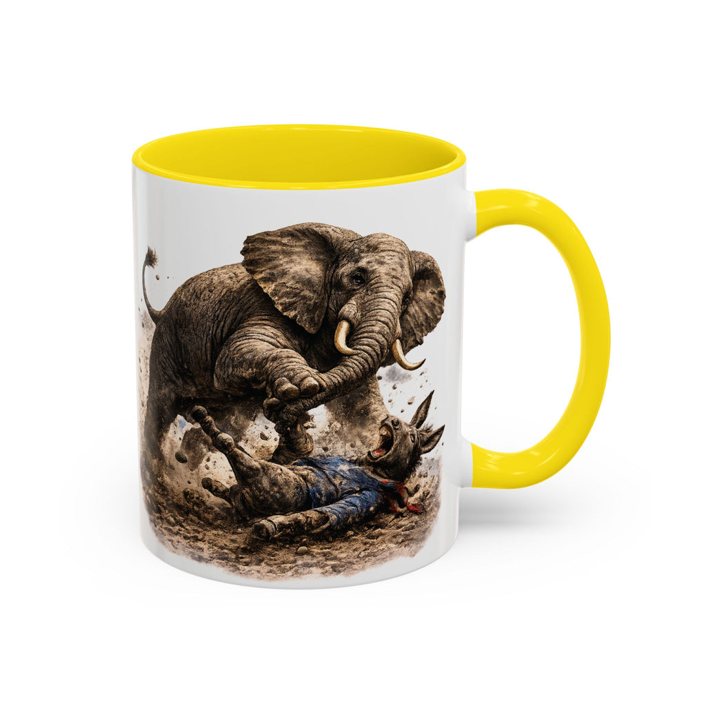 Elephant Charge Accent Coffee Mug — Dramatic Wildlife Illustration (11/15oz)